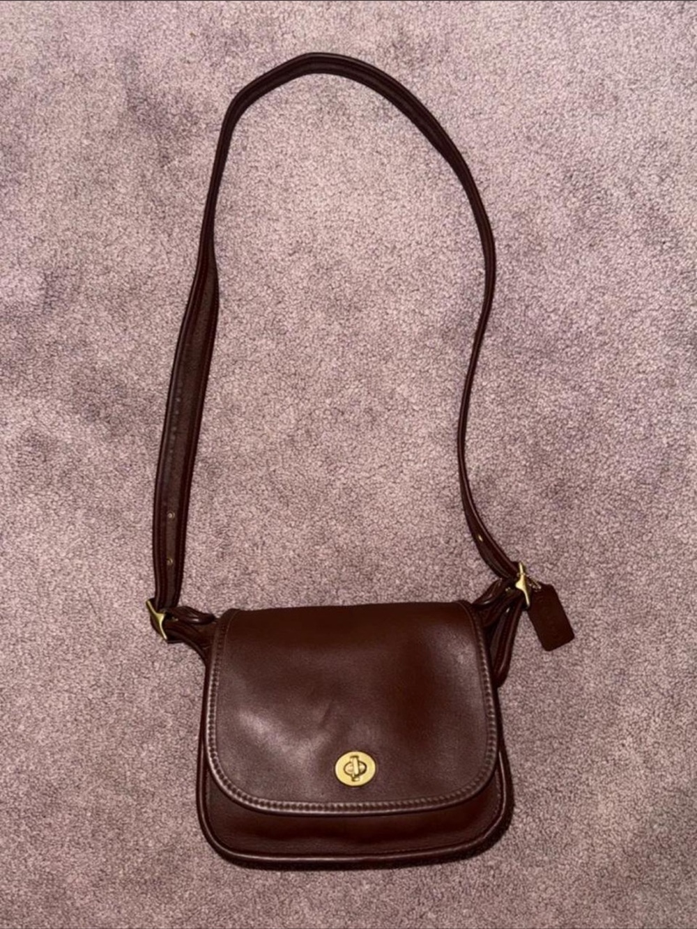 Coach vintage Legacy small flap bag in dark brown leather with gold hardware